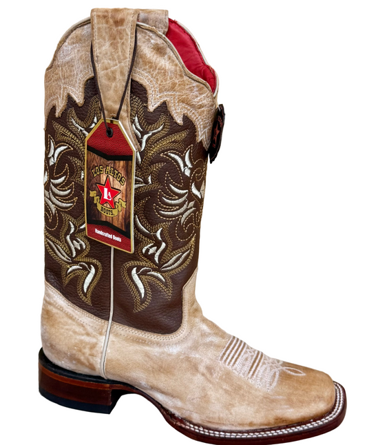 Los Altos Honey with Walnut Shaft Wide Square Toe Cowgirls Boot