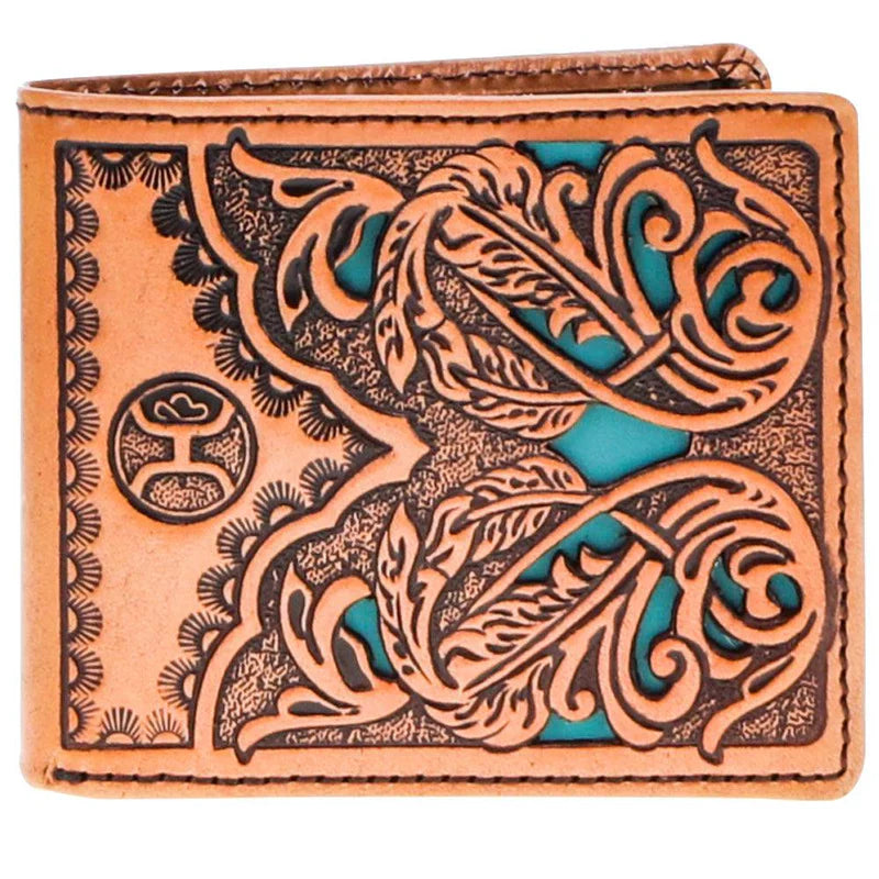 HOOey "Phoenix" (Tan/Turquoise) - Men's Bifold Wallet