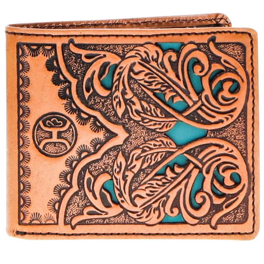 HOOey "Phoenix" (Tan/Turquoise) - Men's Bifold Wallet