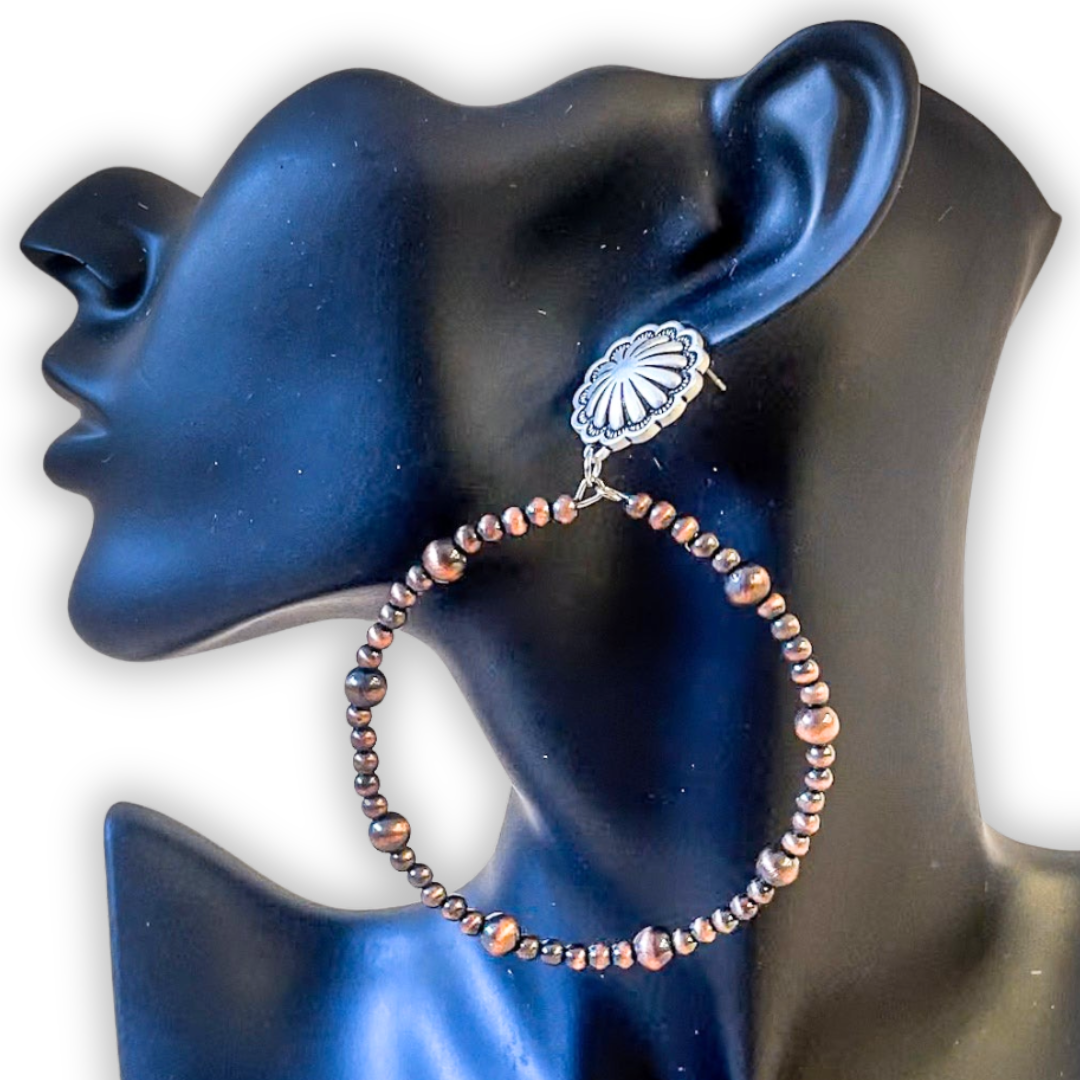 Dixie Stud Hoop Fashion Earrings - Copper