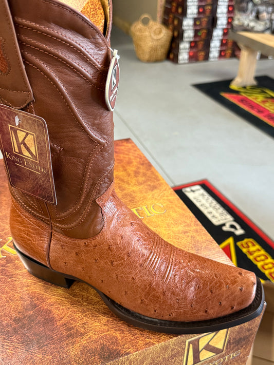 CUSTOM Wild West Designed King Exotic Smooth Ostrich Brandy Cutter Toe