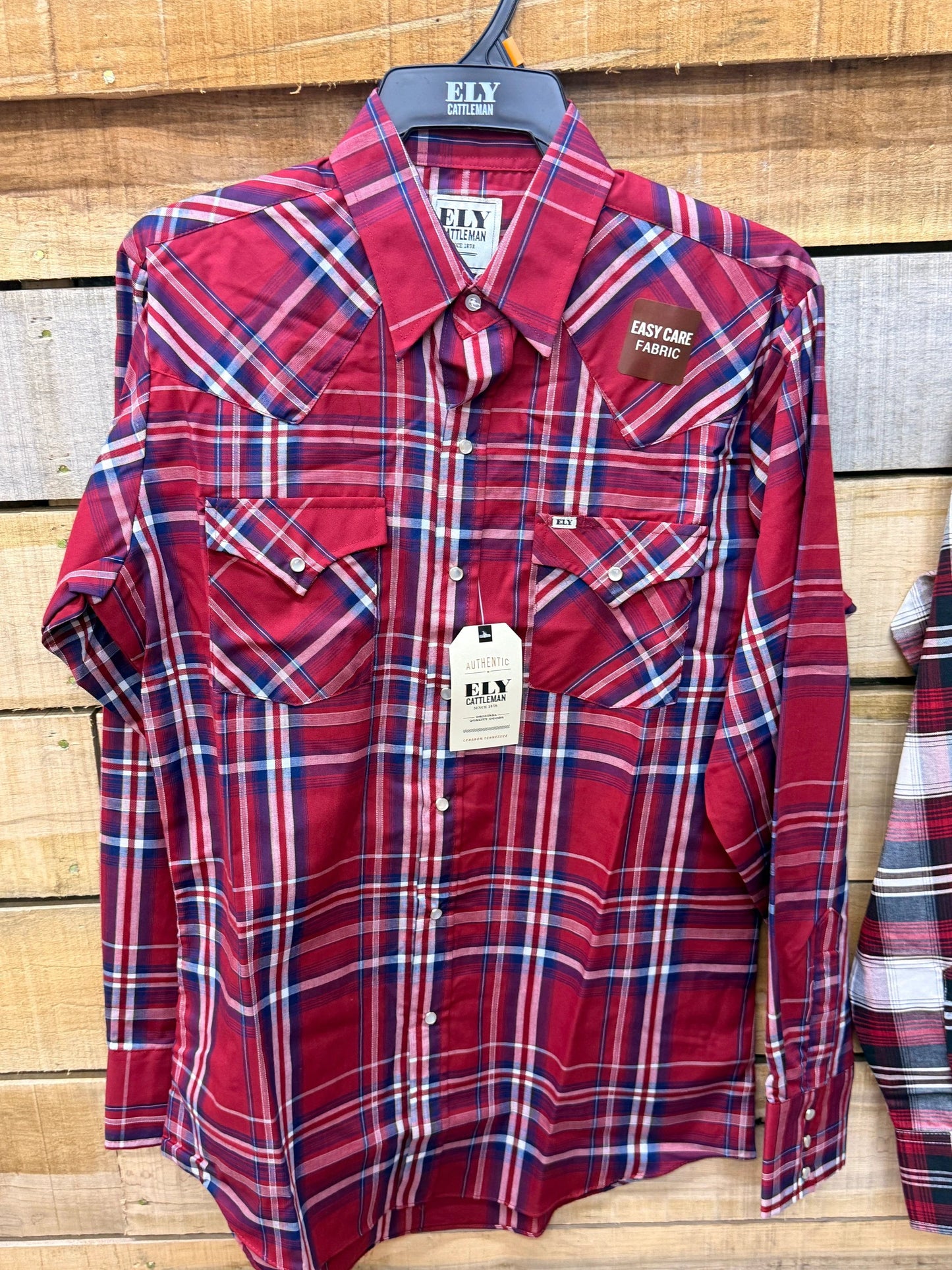 New Ely Cattleman Plaid Long Sleeve Pearl Snap Western Shirt for Ranch Work and Everyday Comfort by Wild West Outfitters