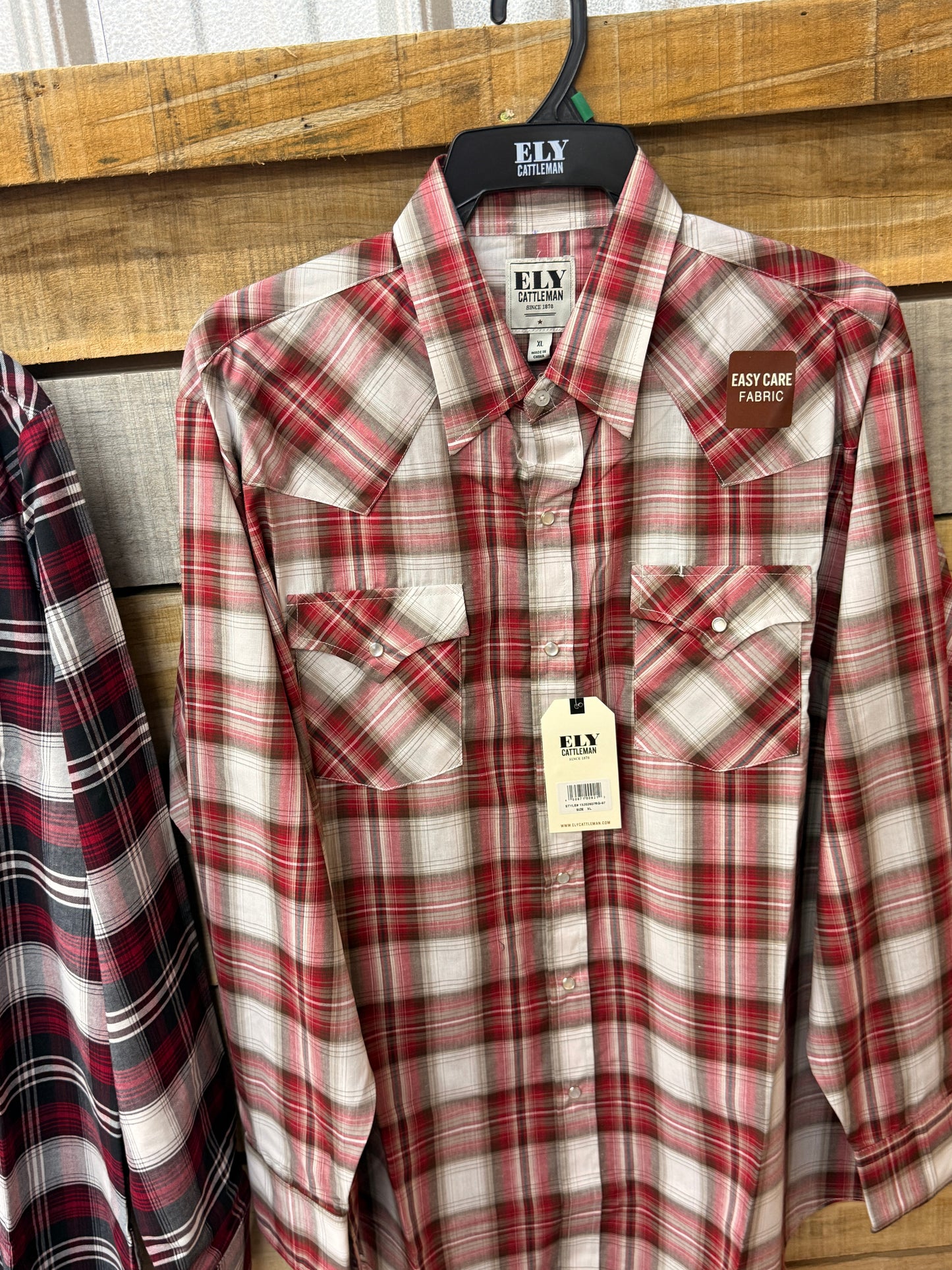 New Ely Cattleman Plaid Long Sleeve Pearl Snap Western Shirt for Ranch Work and Everyday Comfort by Wild West Outfitters