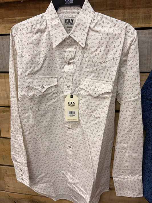 New Ely Patterned Pearl Snap Long Sleeve Shirts