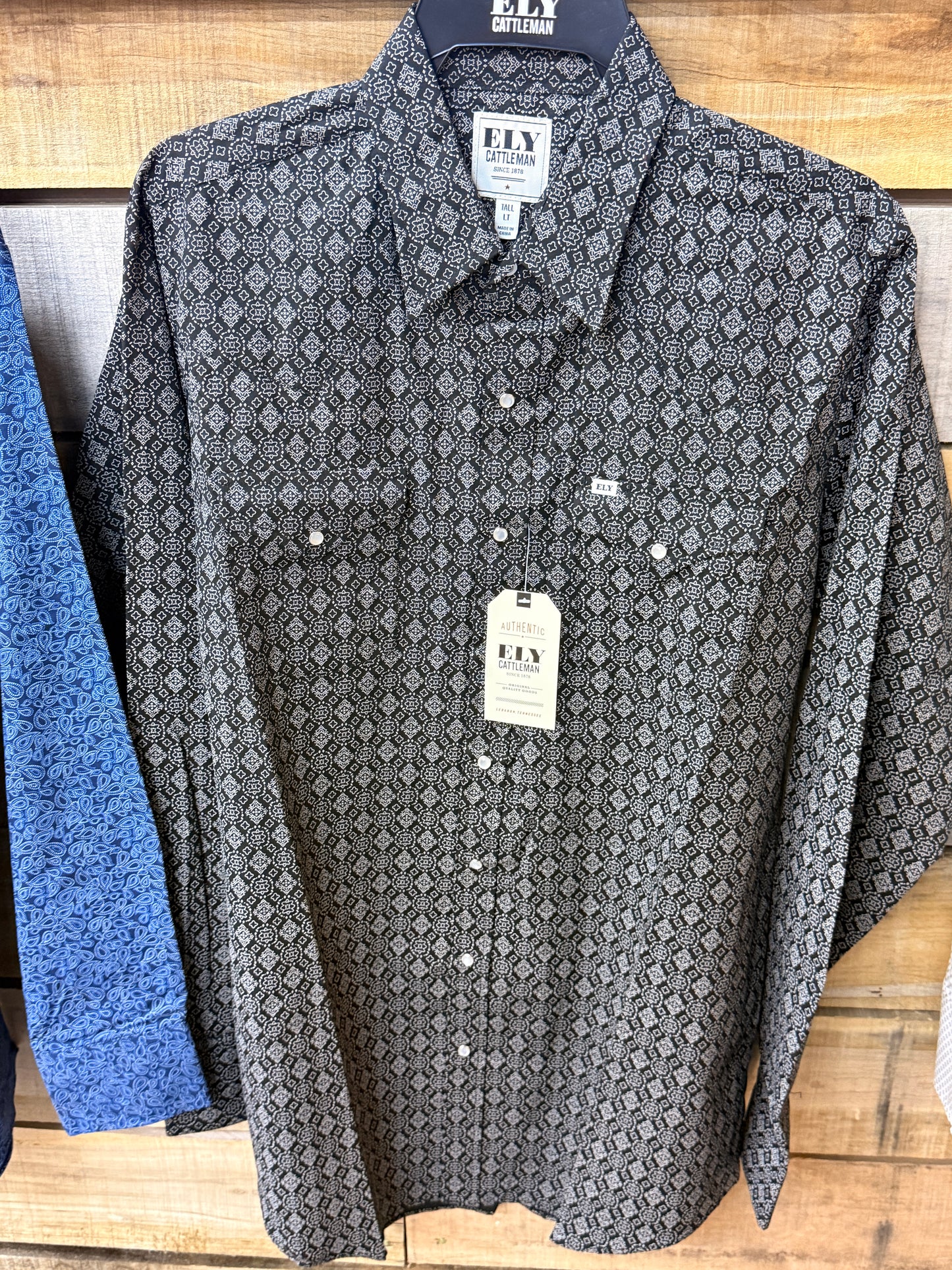 New Ely Patterned Pearl Snap Long Sleeve Shirts