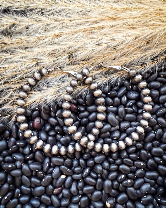 Marcy Navajo Style Pearl Hoop Fashion Earrings