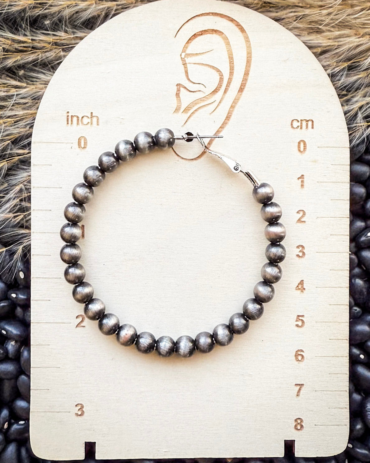 Marcy Navajo Style Pearl Hoop Fashion Earrings