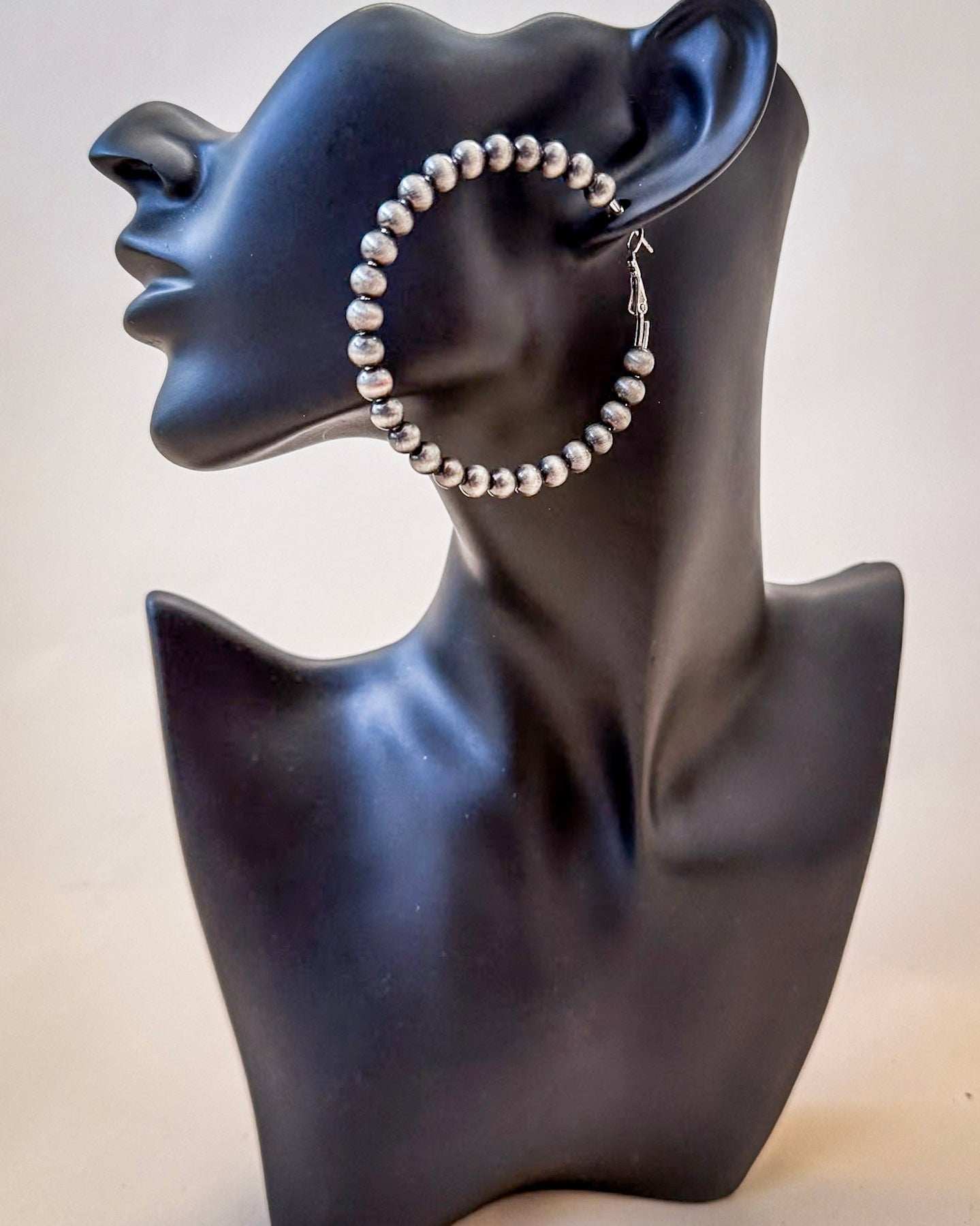 Marcy Navajo Style Pearl Hoop Fashion Earrings