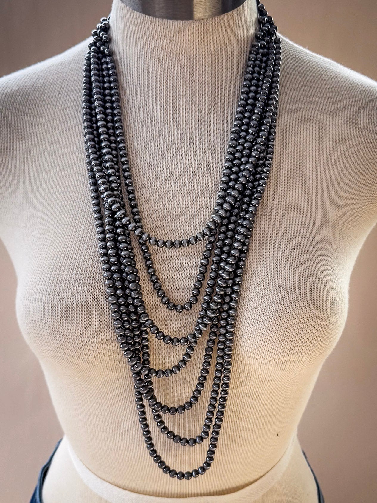 Gatton Navajo Style Pearl Layer Fashion Necklace