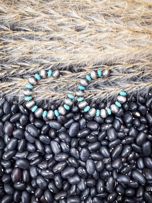 Augusta Beaded Fashion Hoop Earrings - Gray