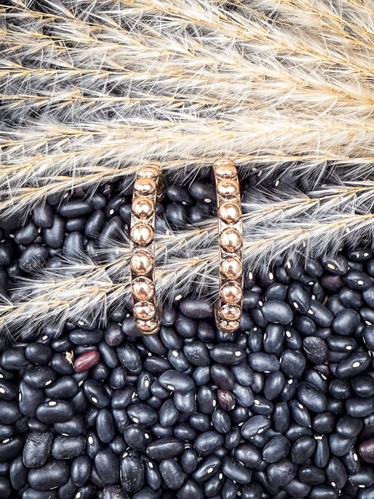Galveston Metal Bubble Fashion Stud Hoop Earrings - Gold