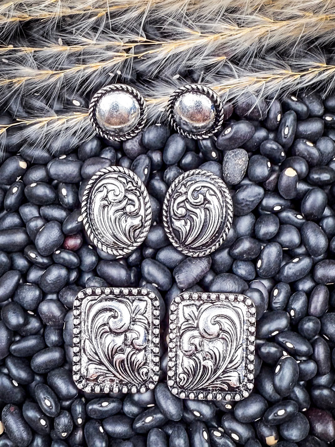 Vaquera Western Concho Fashion Stud Earring Set – 3-Pack