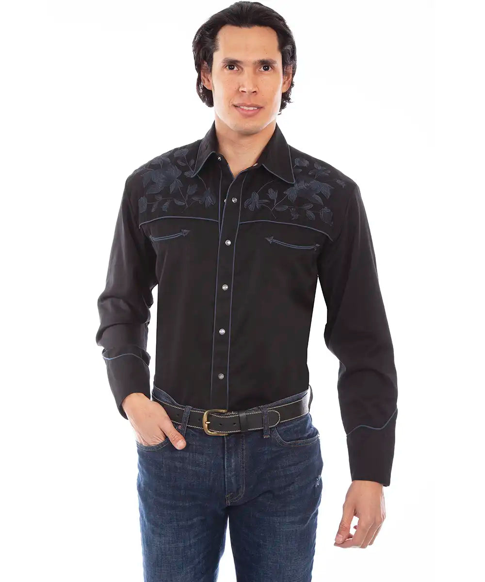 Scully Midnight Bloom - Embroidered Men's Western Shirt