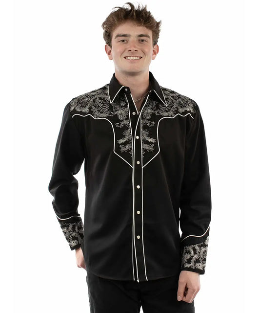 Scully Silver Scroll - Embroidered Men's Western Shirt