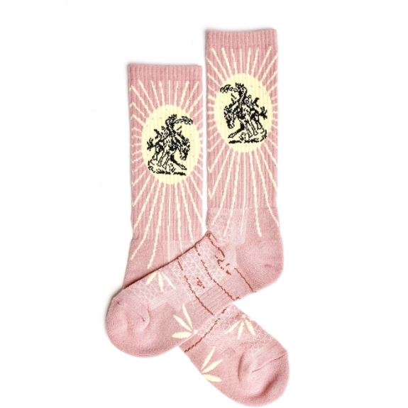 Fringe Bucking Dusty Pink Performance Boot Socks