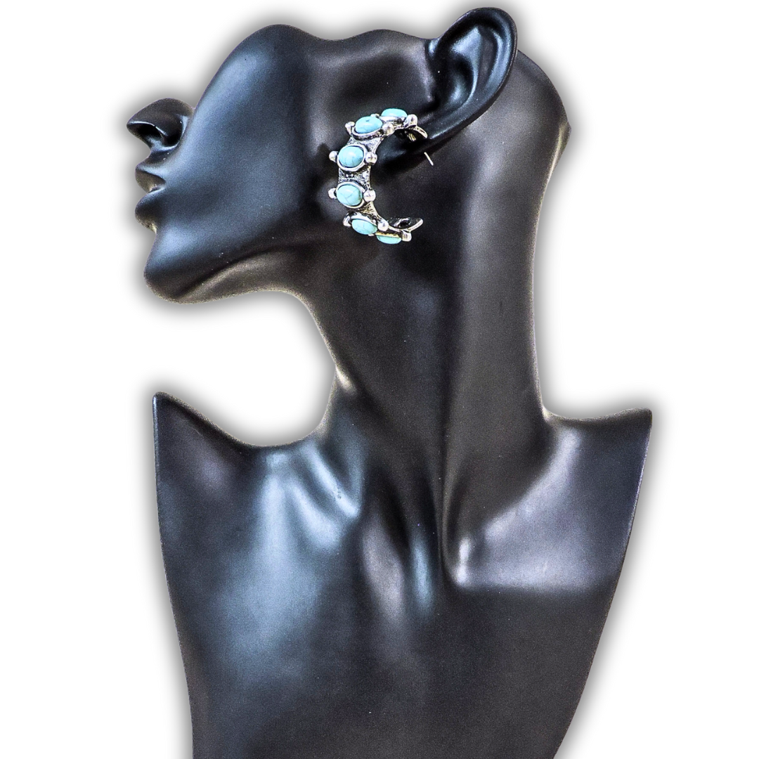 Houston Bubble Stud Hoop Fashion Earring - Silver