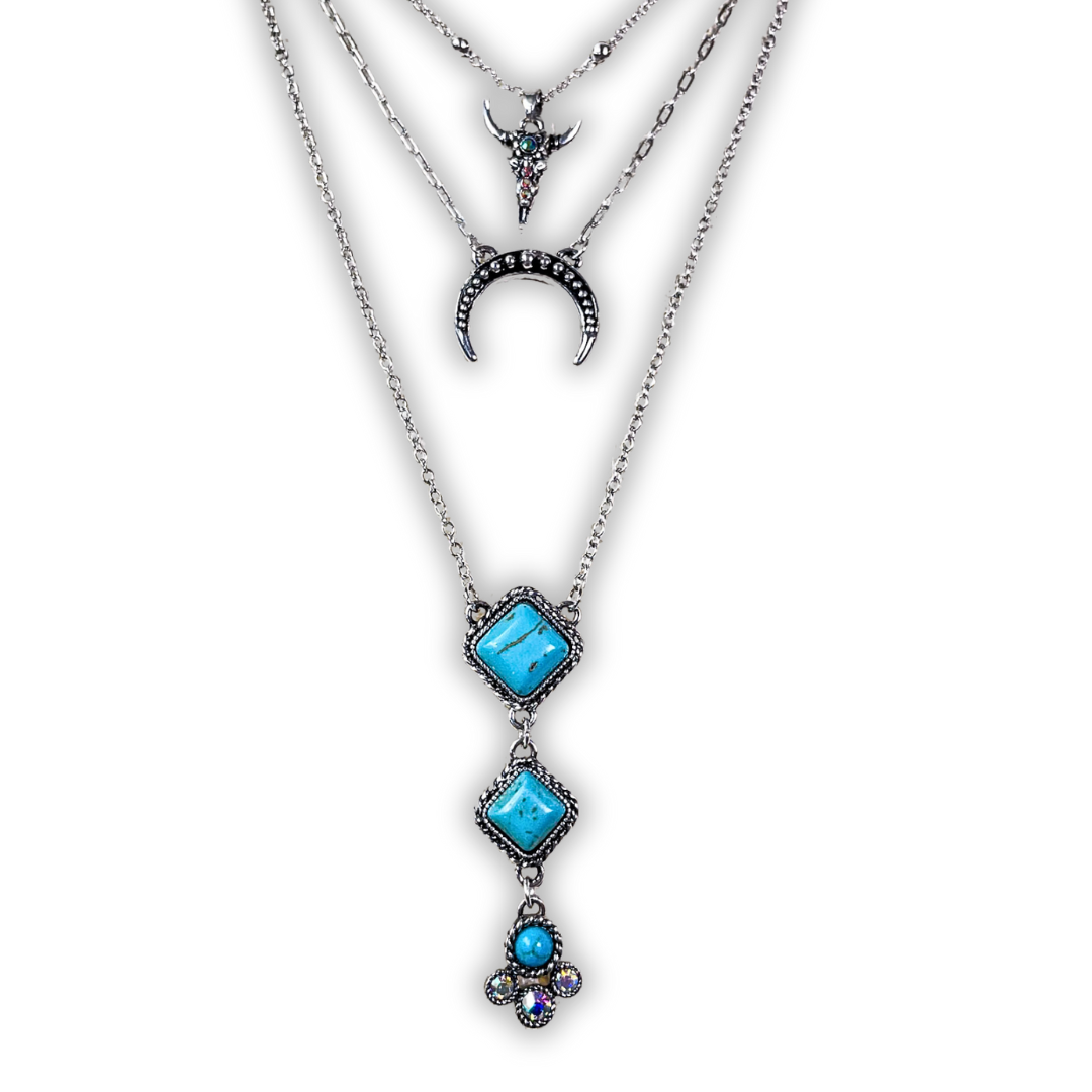 Kaylee Layered  Fashion Necklace - Silver