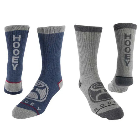 HOOey Athletic Crew 2-Pack (Navy / Dark Grey) - Western Socks