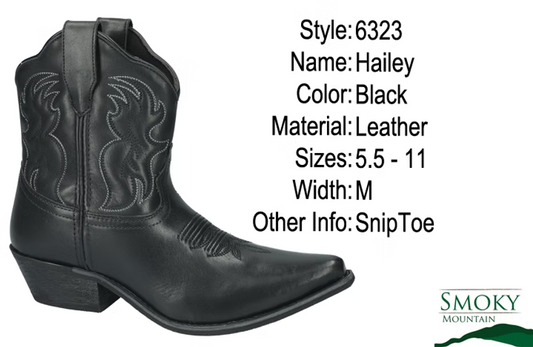 Smoky Mountain Black Hailey Cowgirl Boots