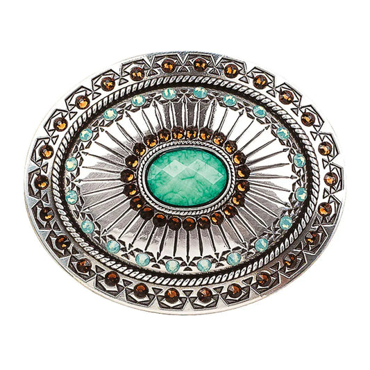 Nocona Tribal Stamp with Turquoise Stone- Belt Buckle