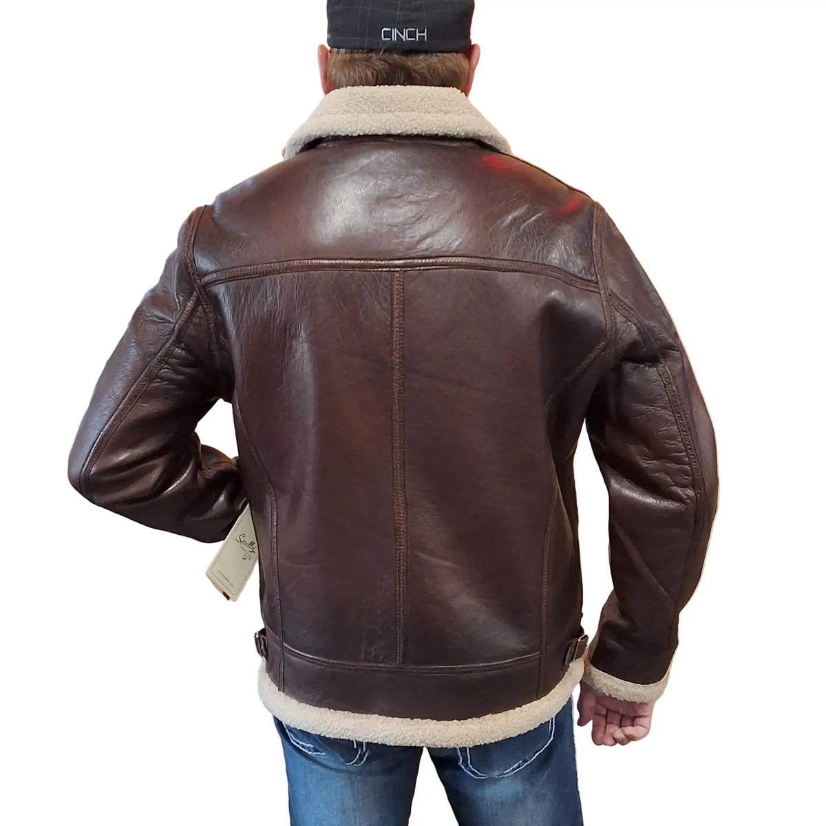 Scully Mens Sherpa Lined Leather Jacket by Wild West Outfitters