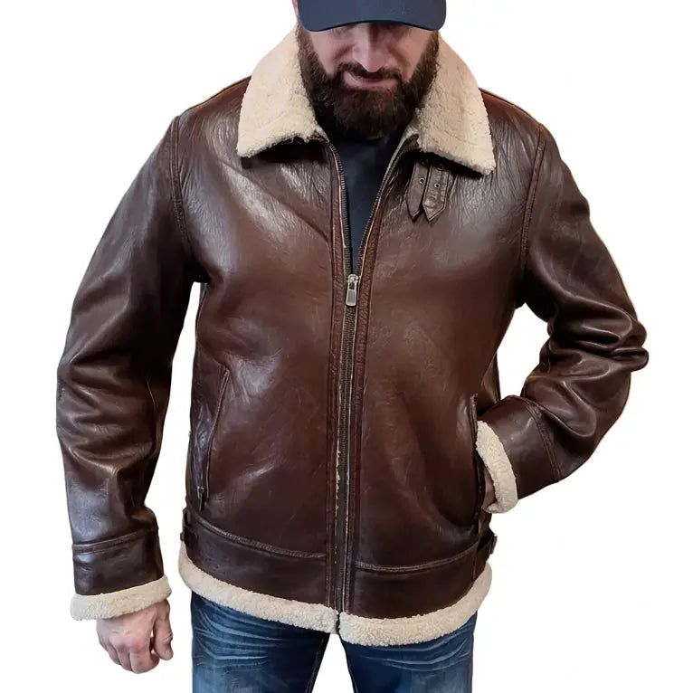Scully Mens Sherpa Lined Leather Jacket by Wild West Outfitters
