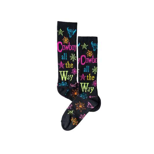 Cowboy All The Way Black Holiday Performance Boot Sock