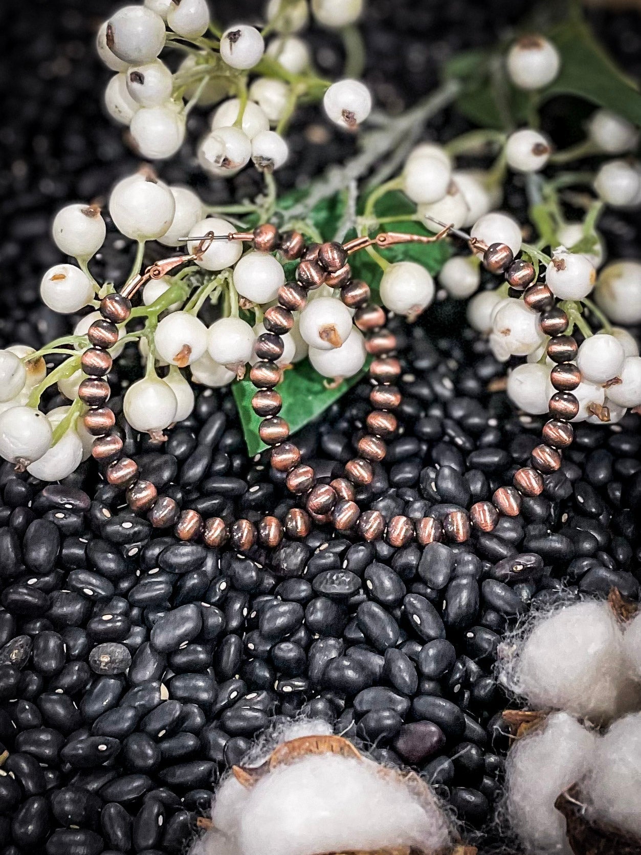 Darcy Navajo Style Pearl Fashion Hoop Earrings