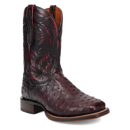 Dan Post Alamosa (Black Cherry)  - Men's Ostrich Skin Leather Cowboy Boots