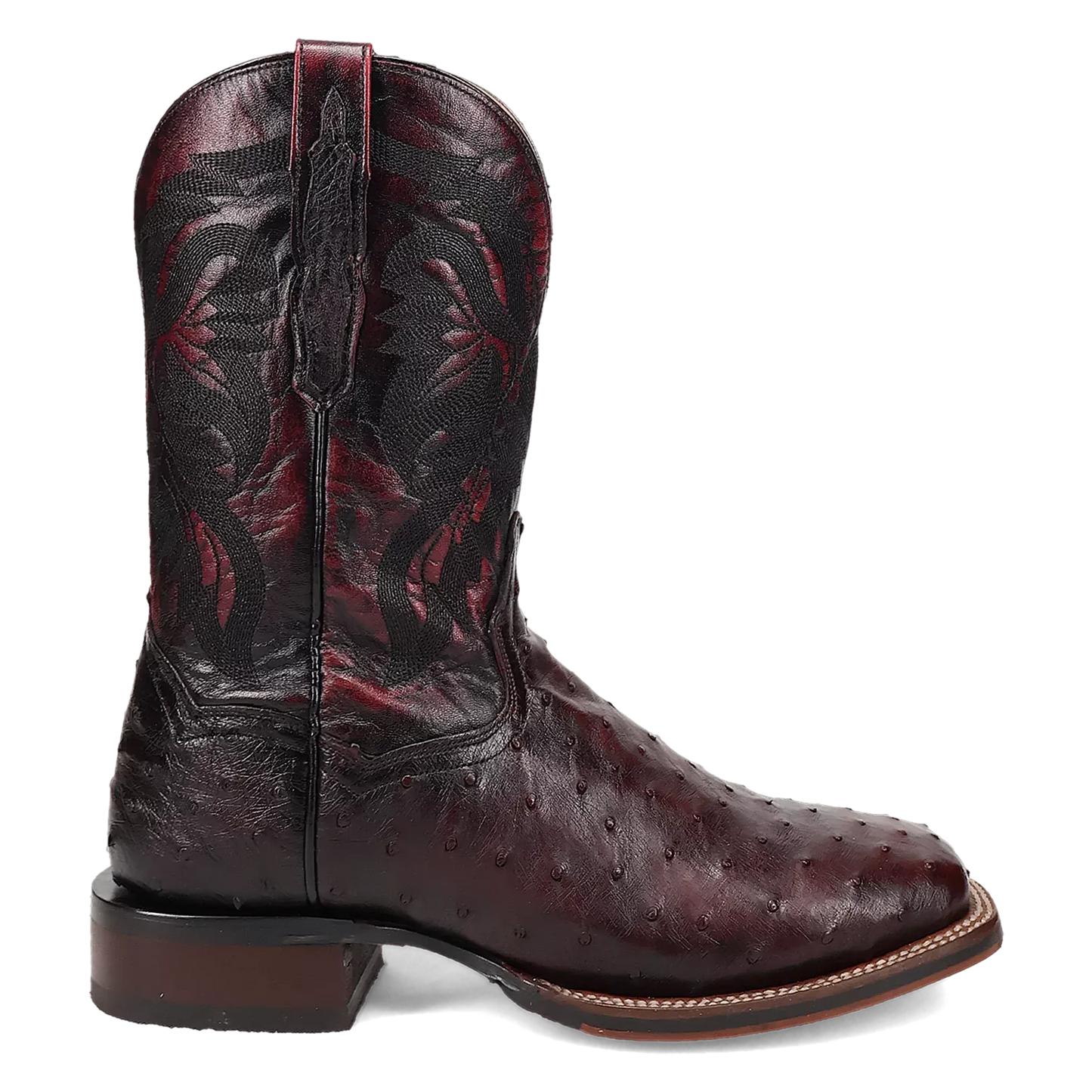 Dan Post Alamosa (Black Cherry)  - Men's Ostrich Skin Leather Cowboy Boots