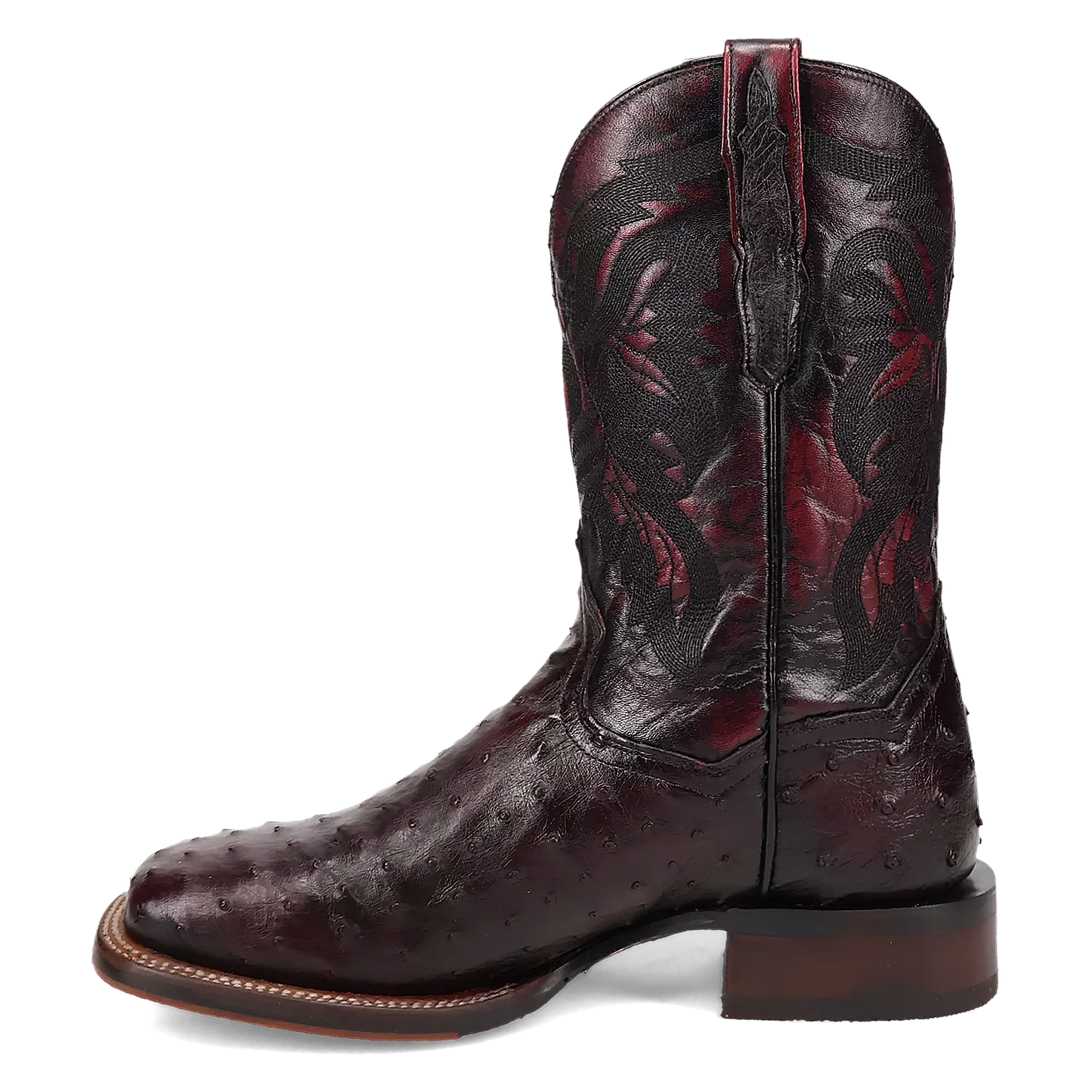 Dan Post Alamosa (Black Cherry)  - Men's Ostrich Skin Leather Cowboy Boots