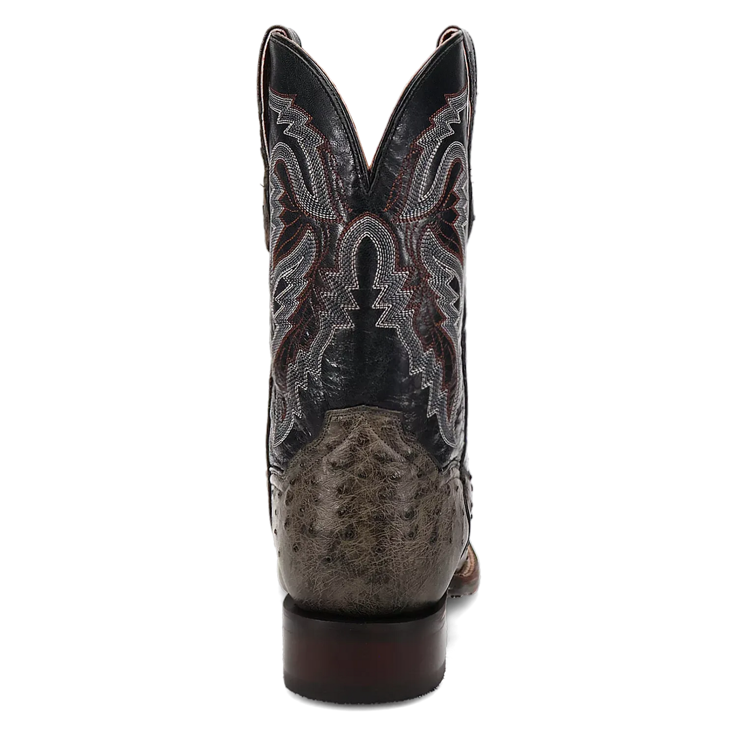Dan Post Alamosa (Grey/Black)  - Men's Ostrich Skin Leather Cowboy Boots