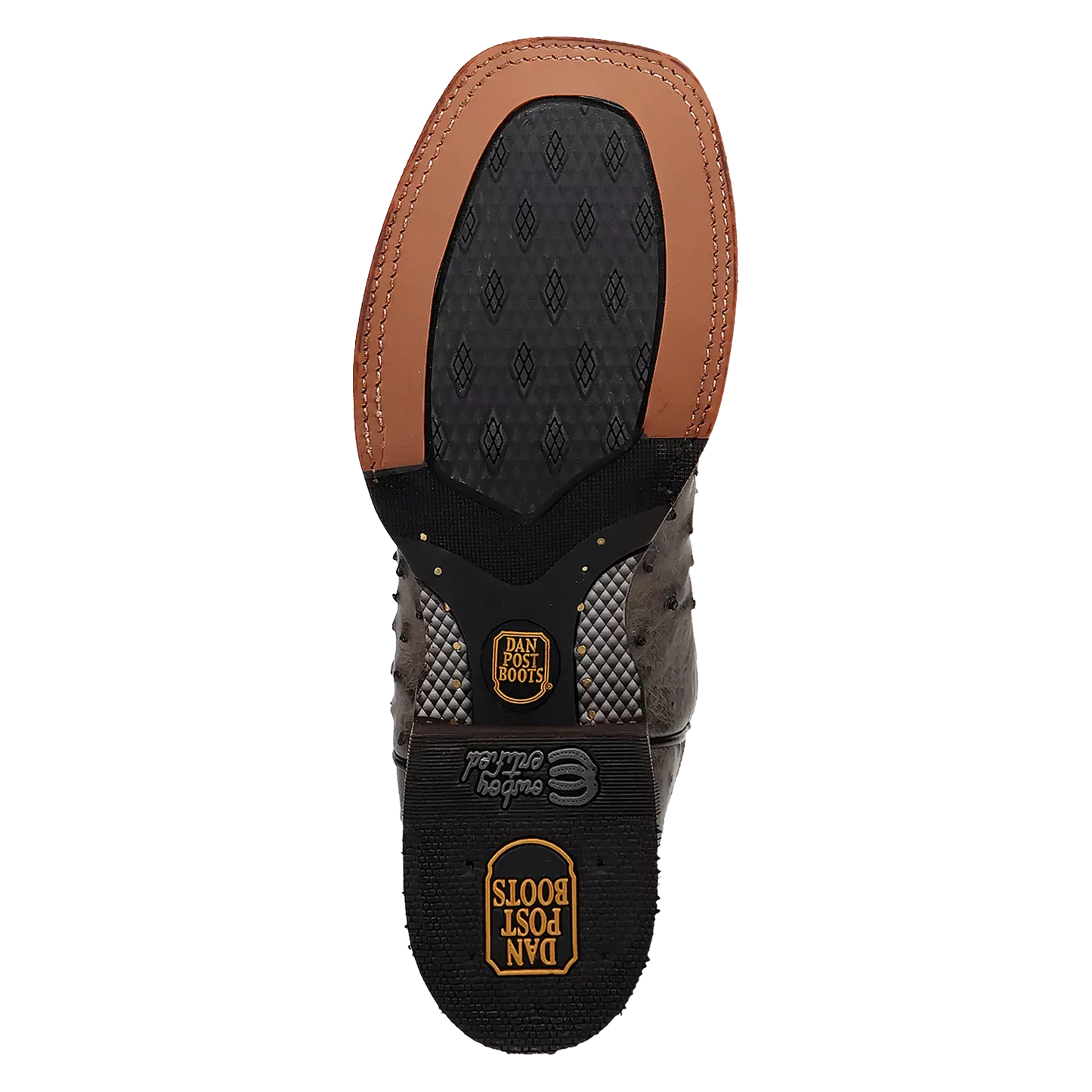 Dan Post Alamosa (Grey/Black)  - Men's Ostrich Skin Leather Cowboy Boots