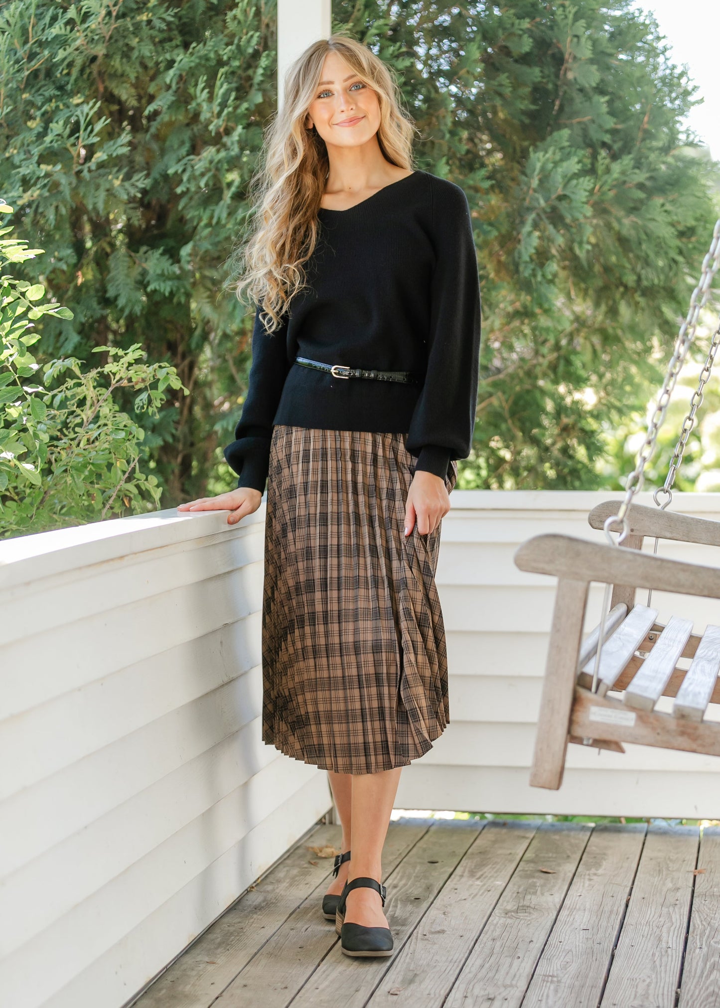 Essential V-neck Balloon Sleeve Sweater - FINAL SALE