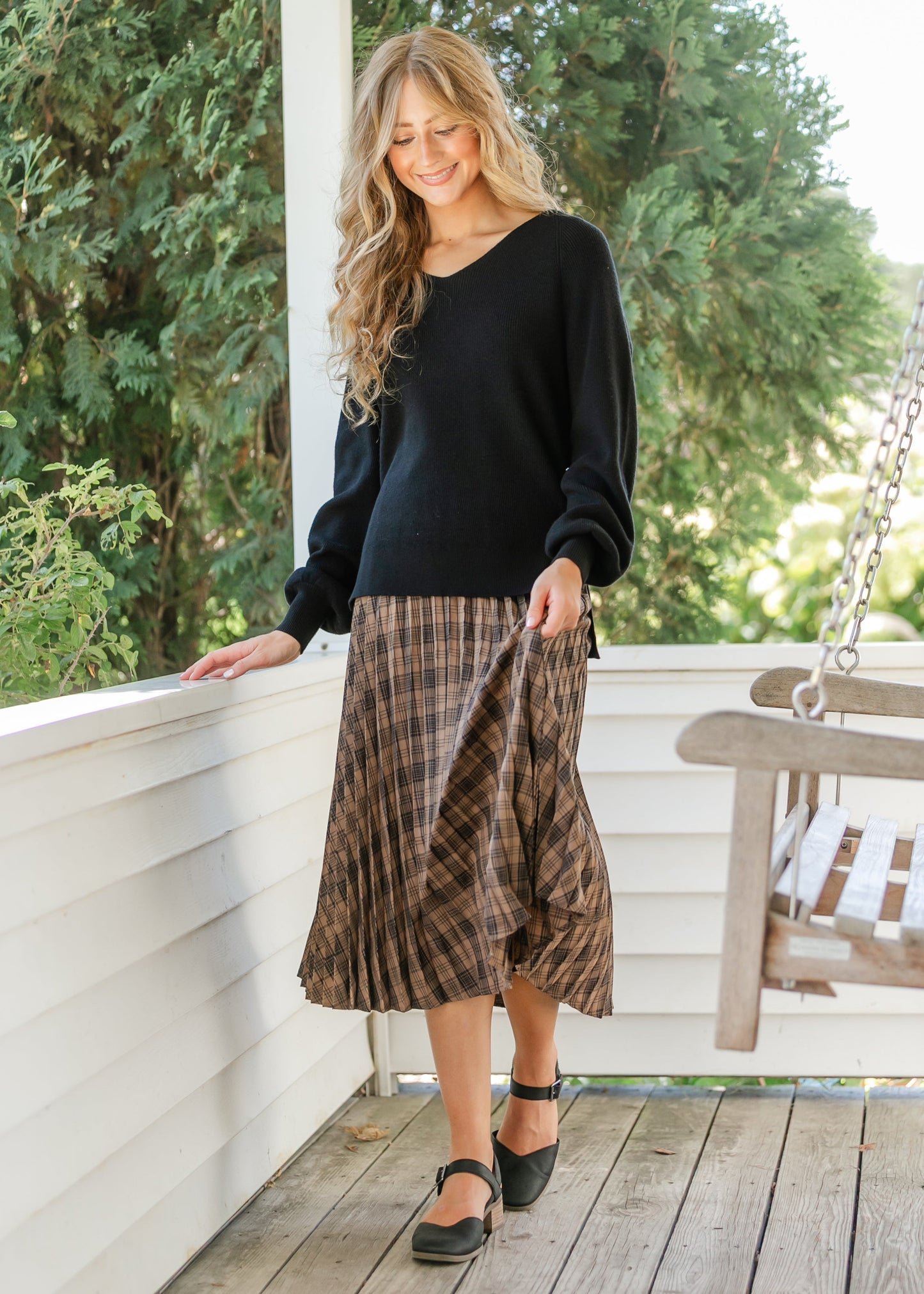 Essential V-neck Balloon Sleeve Sweater - FINAL SALE