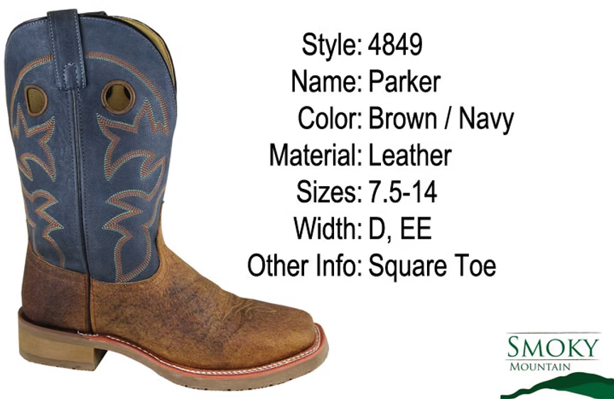 Navy/Brown Smoky Mountain Men's Cowboy Boots