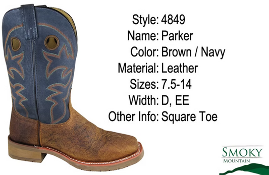Navy/Brown Smoky Mountain Men's Cowboy Boots