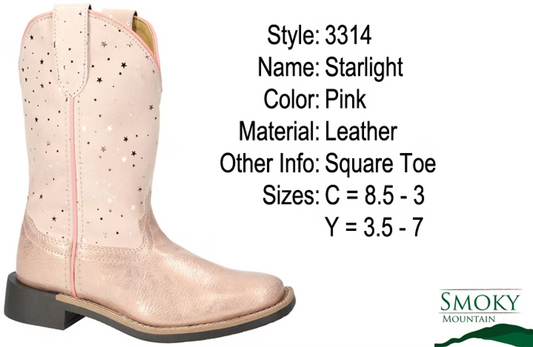 Starlight Pattern Youth Pink Smoky Mountain Boots