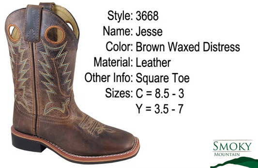 Jesse Pattern Youth Cowboy Boots