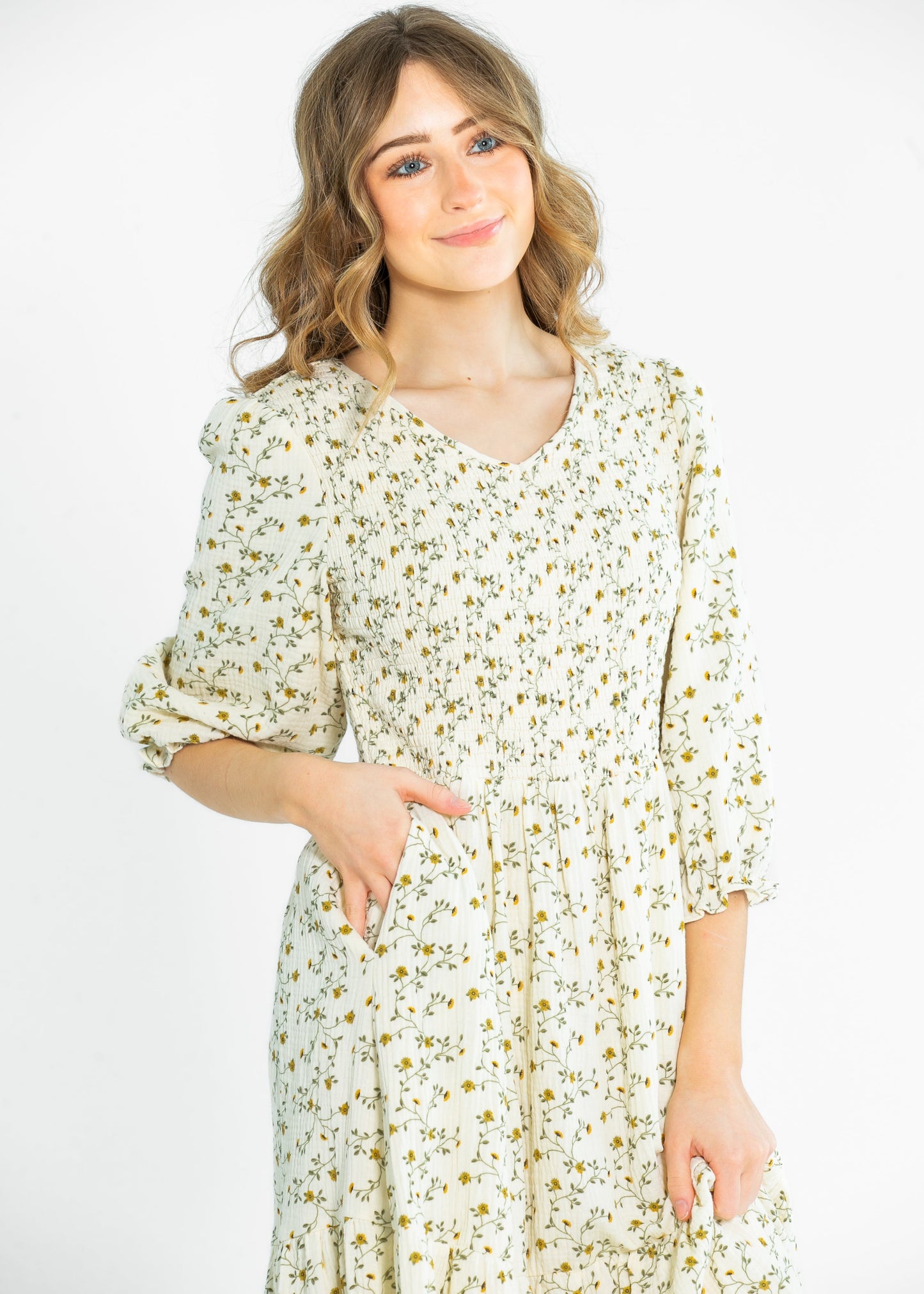 Flora Smocked Midi Dress