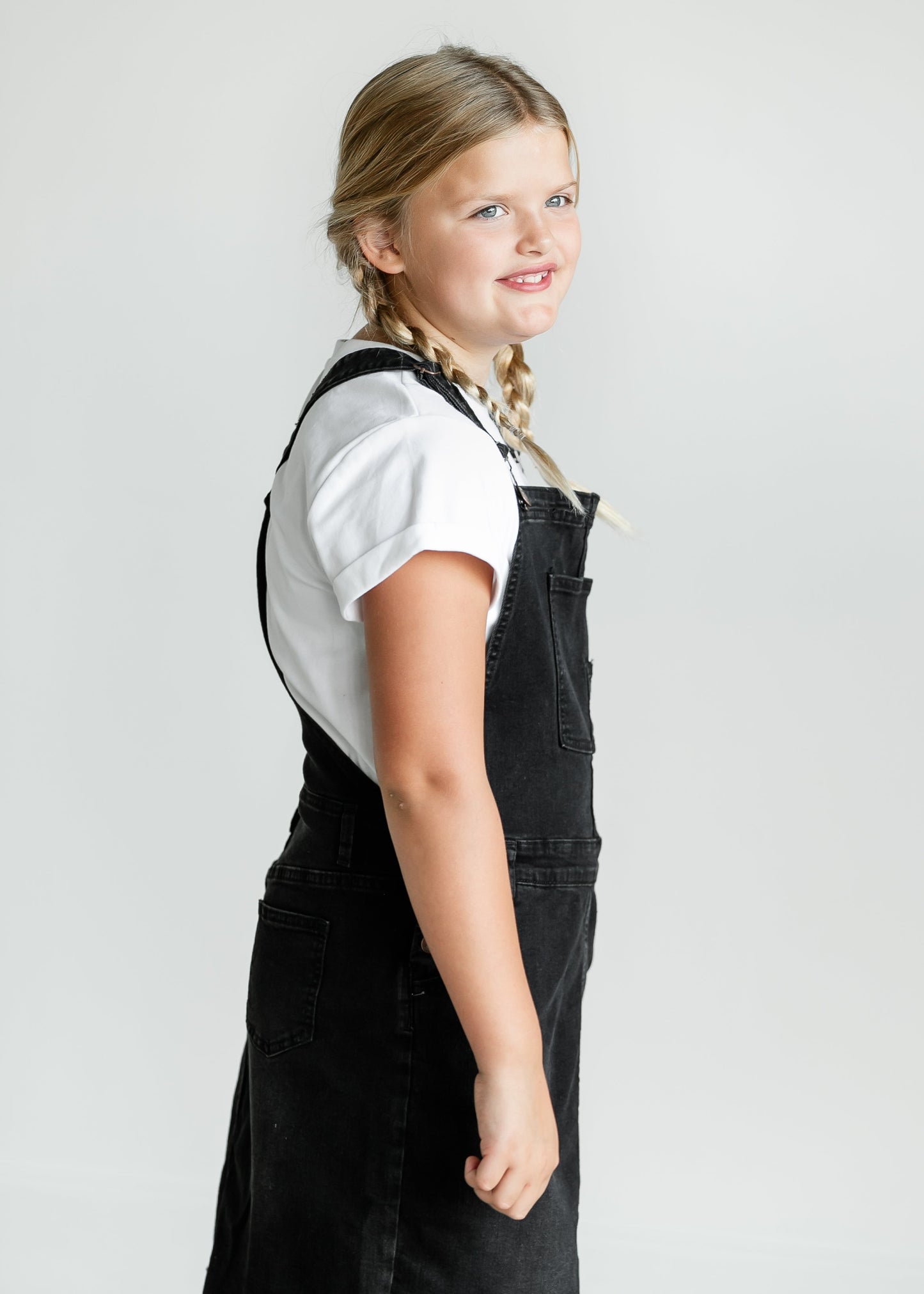 Girl's Aria Denim Overall Jumper Dress