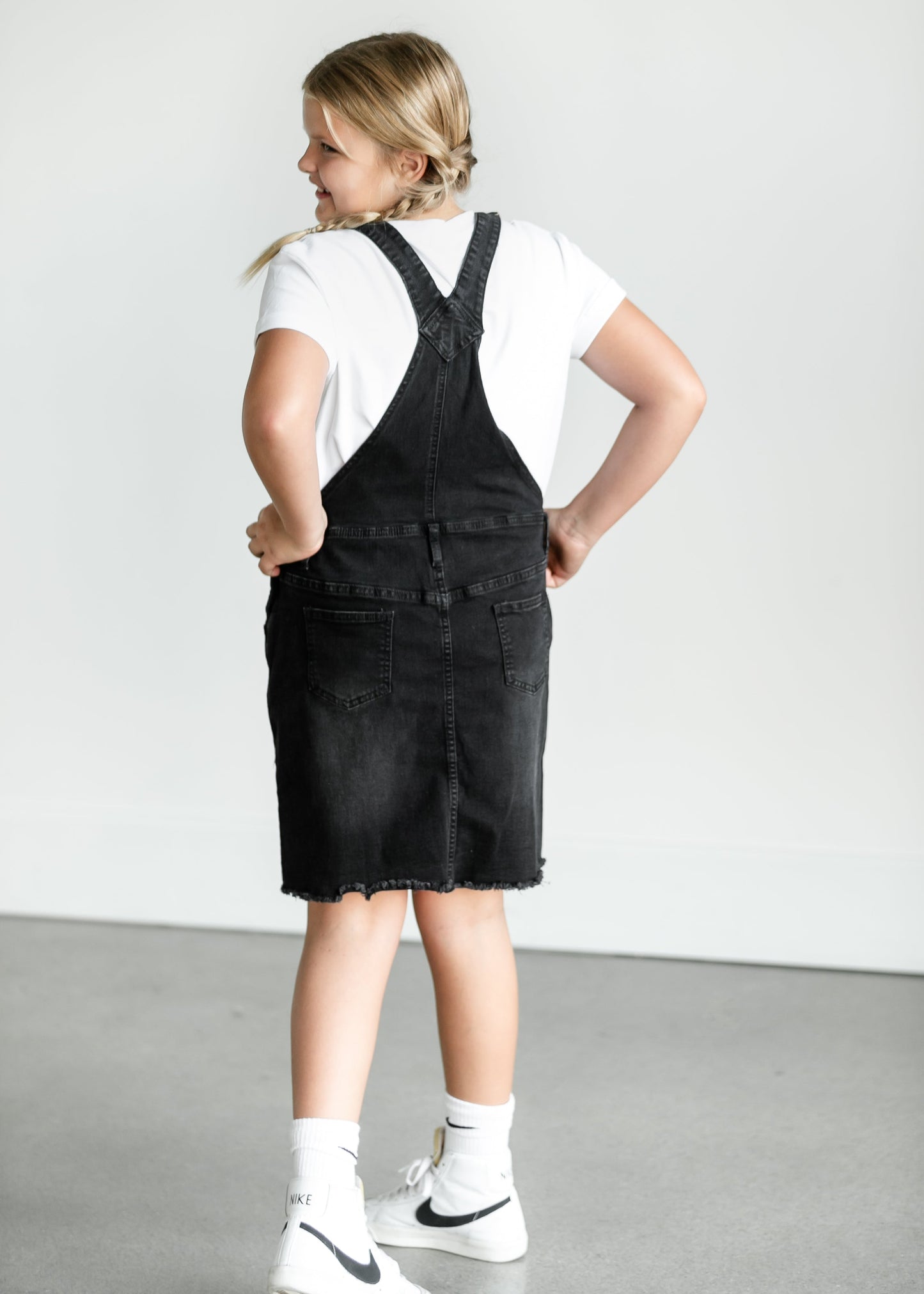Girl's Aria Denim Overall Jumper Dress
