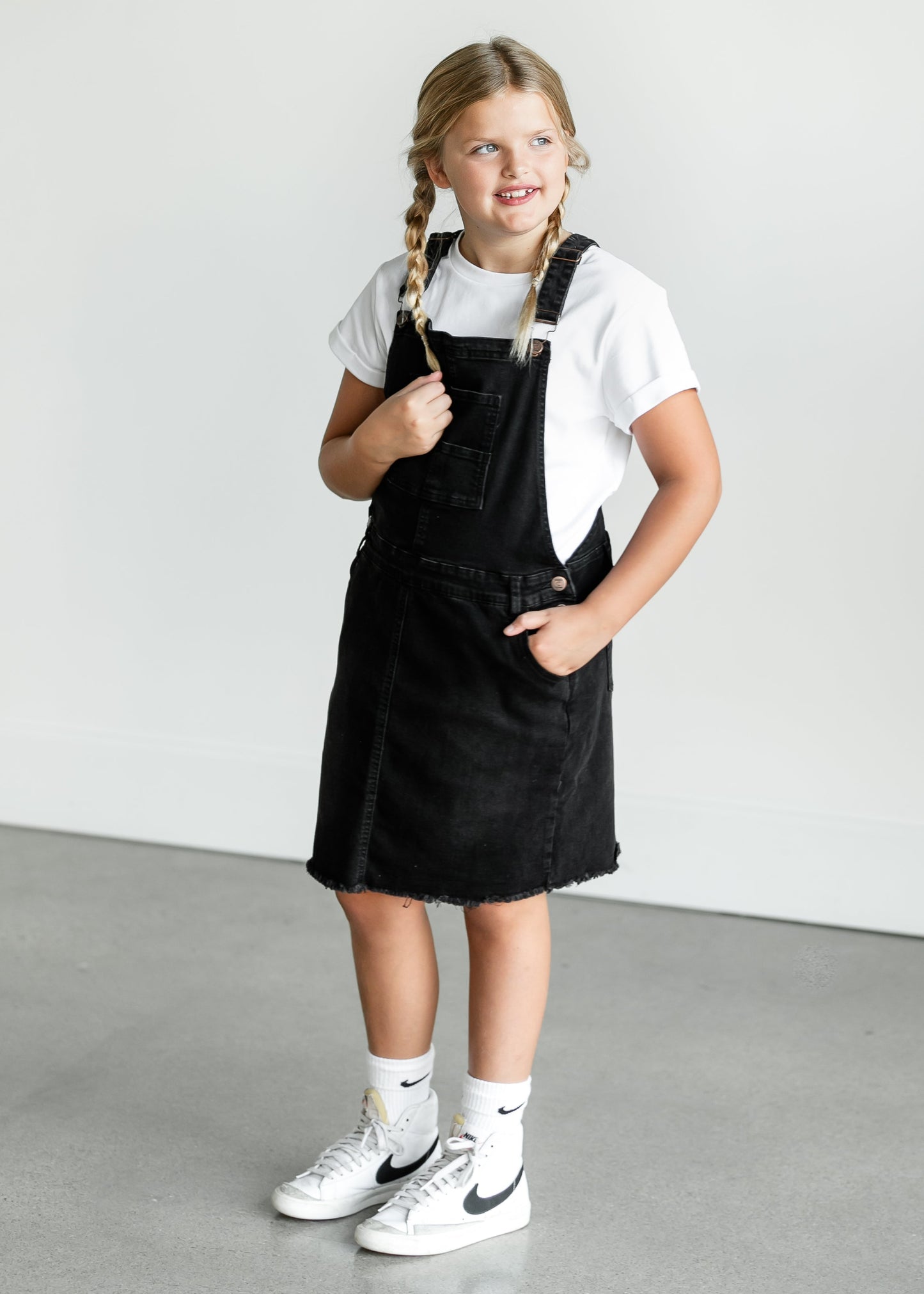 Girl's Aria Denim Overall Jumper Dress