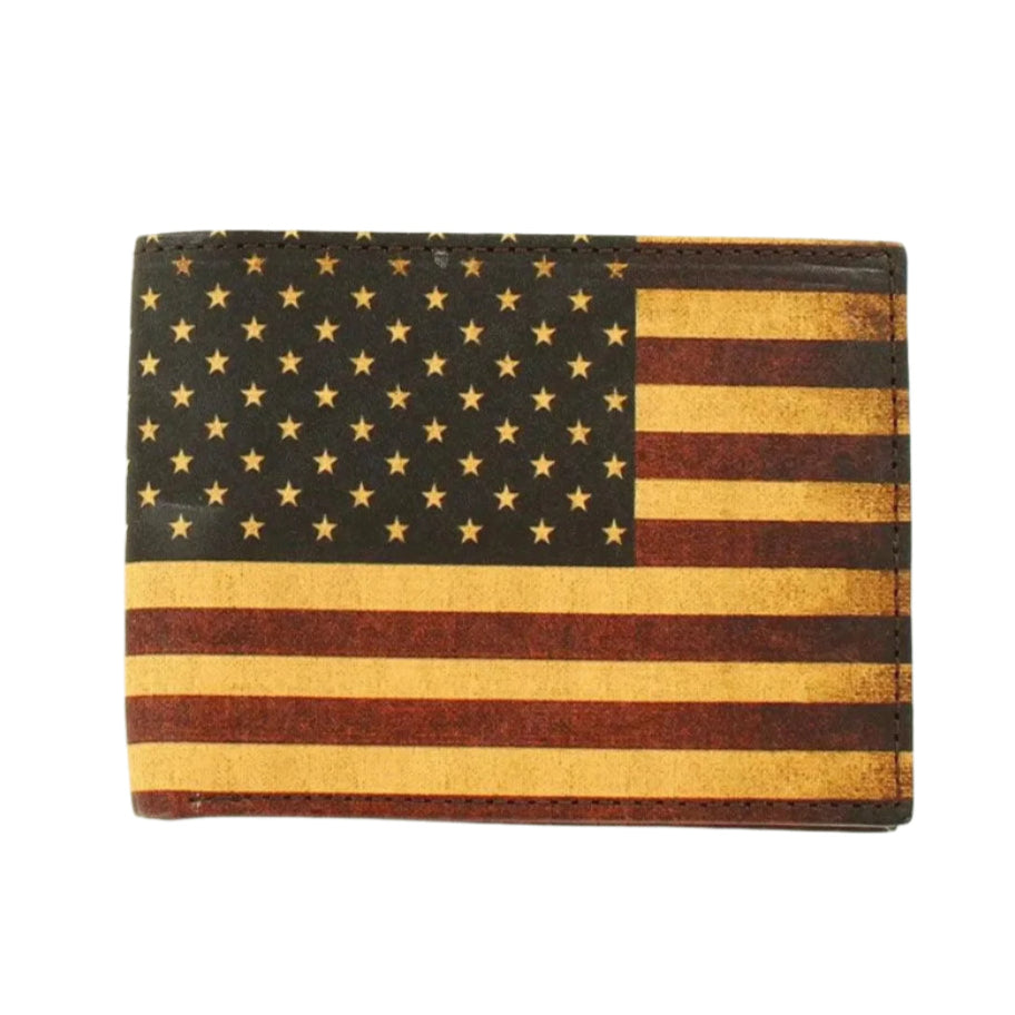 Nocona Bifold Vintage USA Flag-Leather Wallet