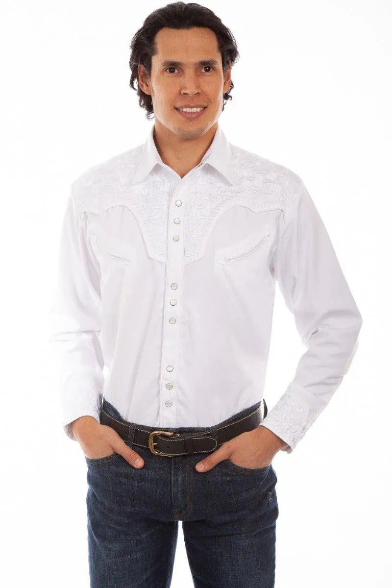 Scully Floral Tooled Embroidery - Men's Western Shirt