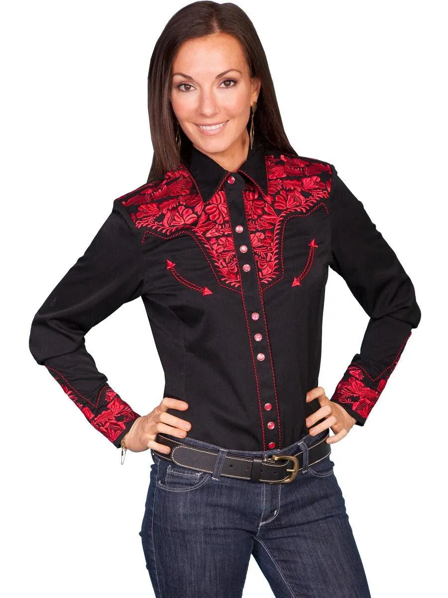 Scully Floral Tooled Embroidery - Women's Western Shirt