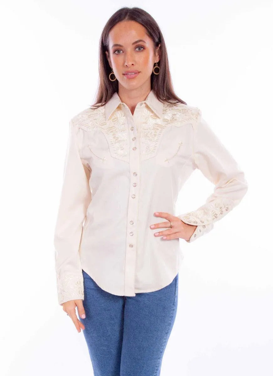 Scully Floral Tooled Embroidery - Women's Western Shirt