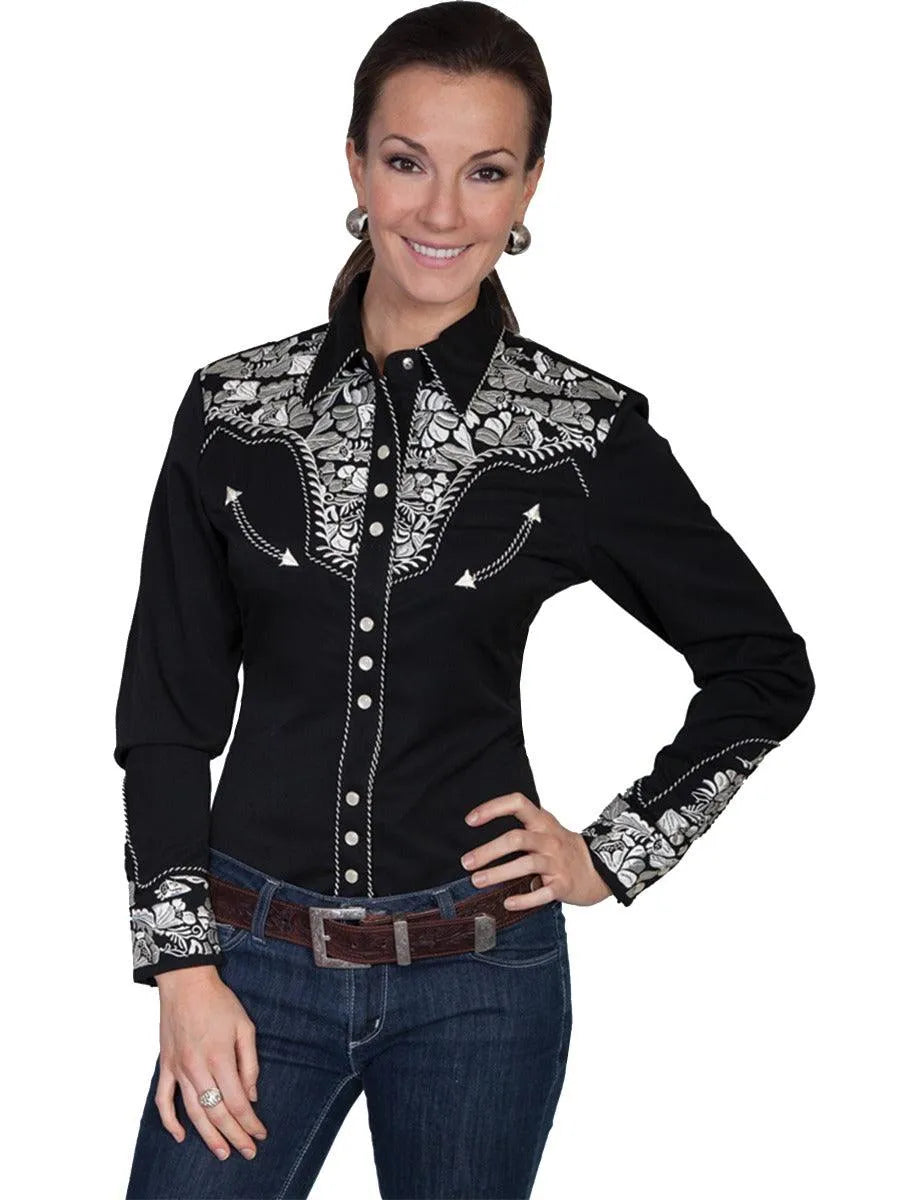 Scully Floral Tooled Embroidery - Women's Western Shirt