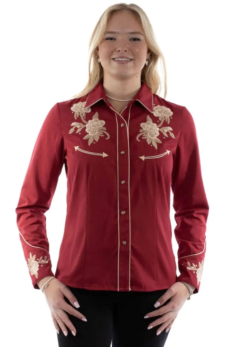 Scully Floral Embroidery with Crystals - Womens Western Shirt