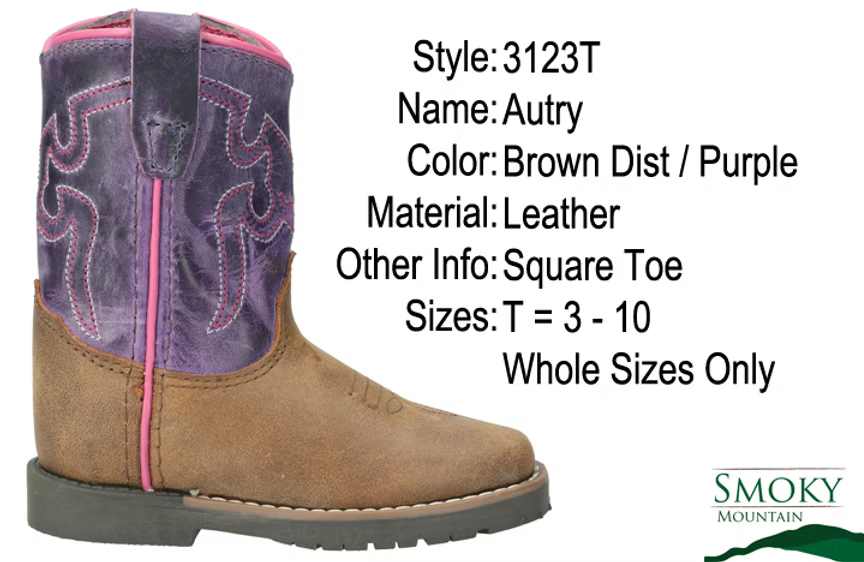 Toddler Distressed Brown and Purple Smoky Mountain Toddler Boots